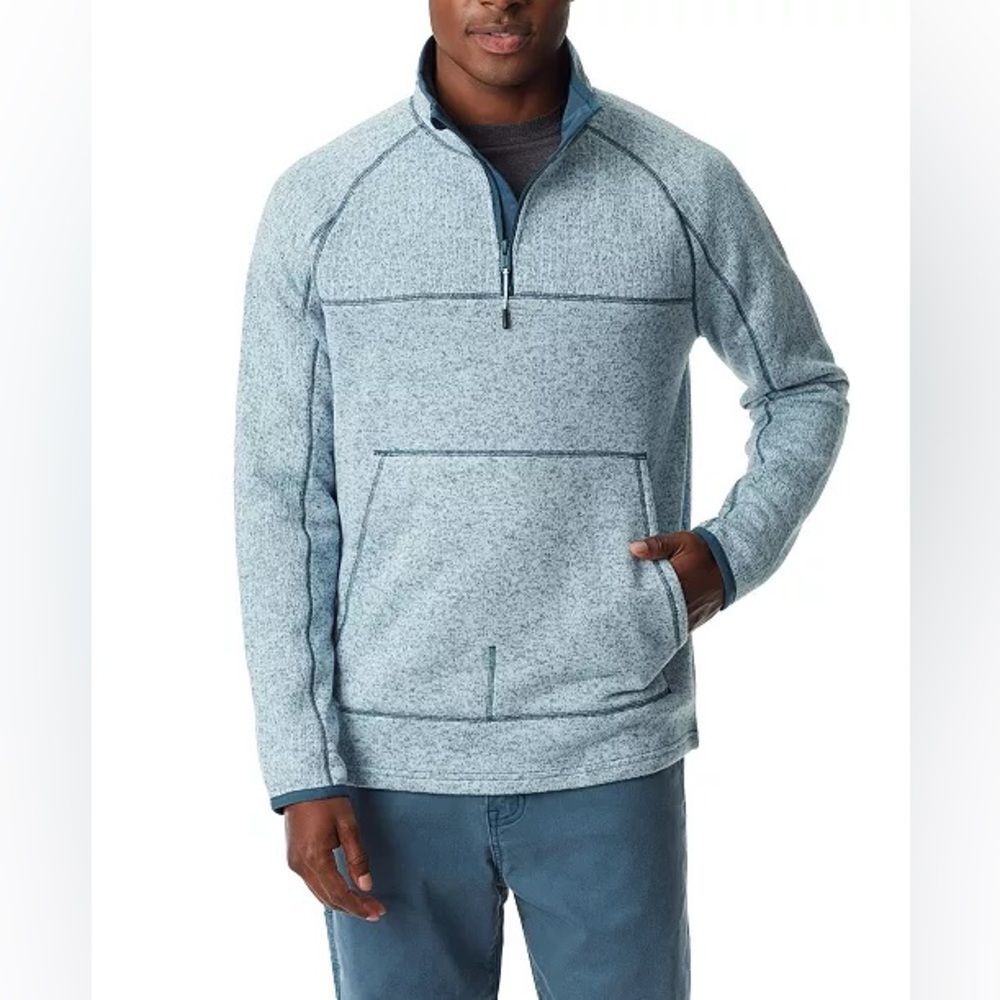 Bass Outdoor Unisex Adult Orion Blue Quarter Zip Pullover Sweater Fleece Small
